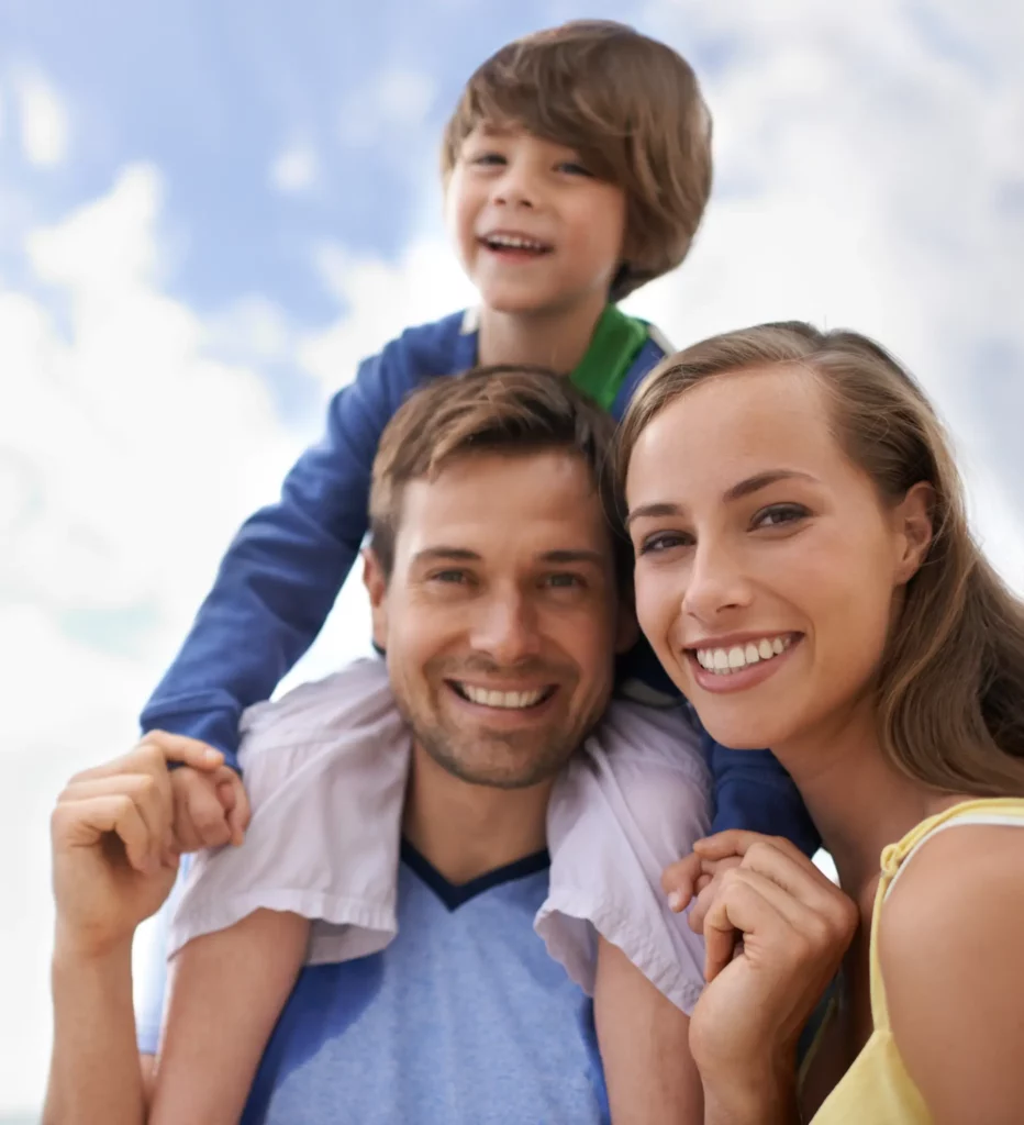 happy family with healthy smiles after dental care